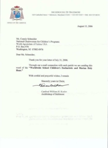 Letter from the Archdiocese of Baltimore